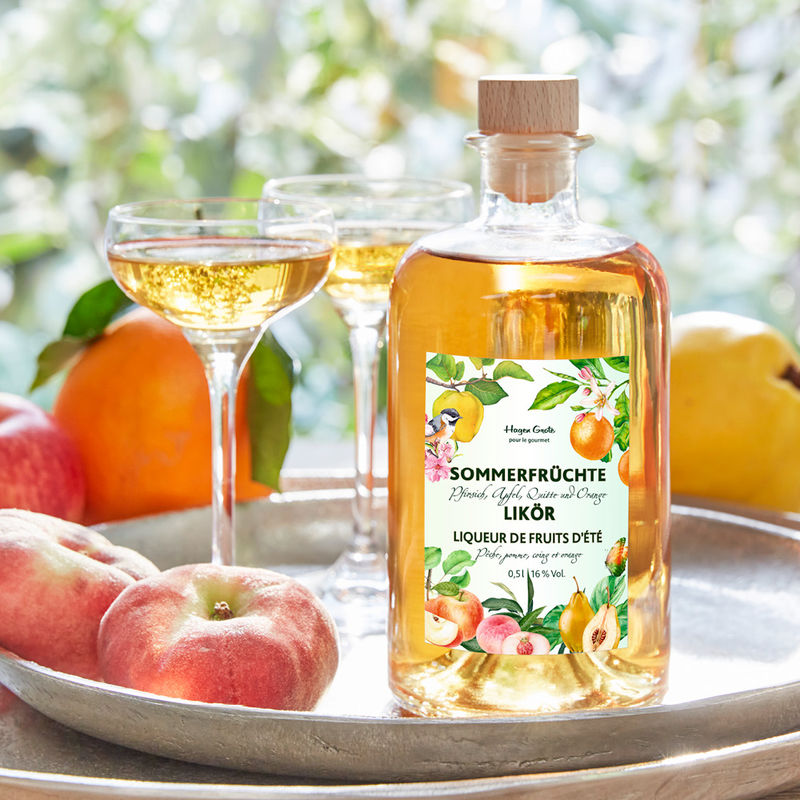 Sommerfr�chte Lik�r: Aromatische Cuv�e aus Pfirsich, Quitte, Apfel, Orange