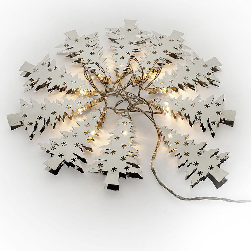 LED-Lichterkette mit leuchtenden Tannen in Silber oder Gold