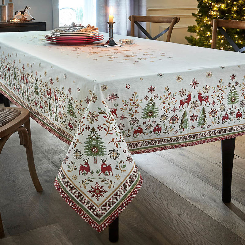 Weihnachtliche Tischdecken in schwerer Double-Jacquard-Qualit�t