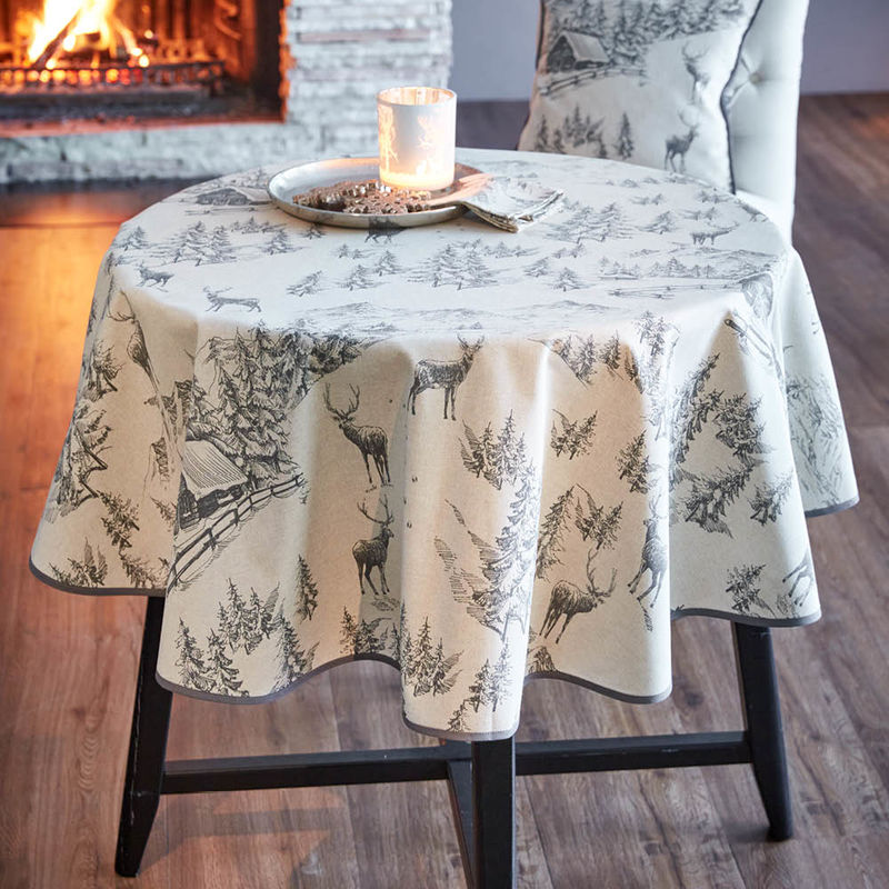 Tischdecke im Chalet-Style: K�nstlerische Alpenmotive in Naturt�nen Bild 2