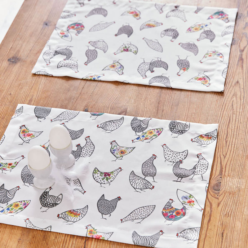 Modern interpretierte H�hner-Tischsets