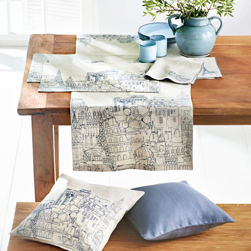 Edle Leinen-Kissenh�llen uni blau Bild 3