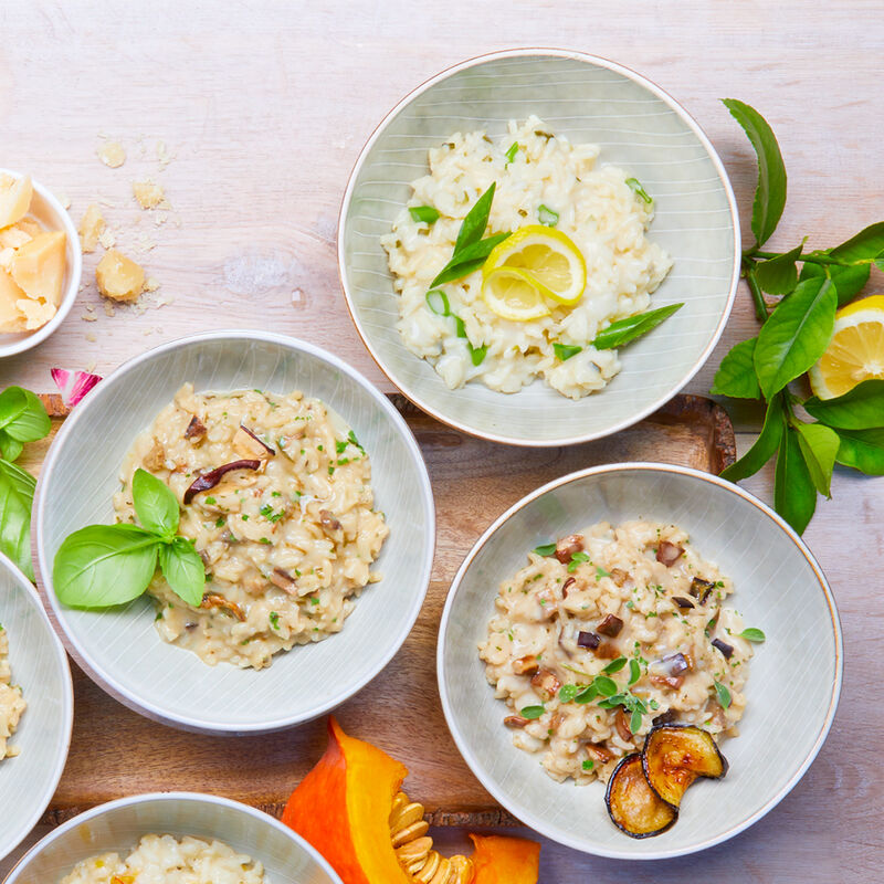 3er-Set: Risotti mit Premium Carnaroli-Reis: Zitrone, Aubergine-Steinpilz & Steinpilz