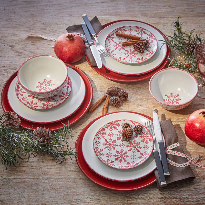 Dessertteller: Edles Weihnachtsporzellan mit stilisierten Eiskristallen Bild 2
