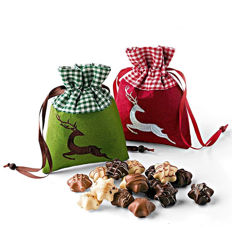 Erlesene Sternpralinen im weihnachtlichen Filz-T�schchen