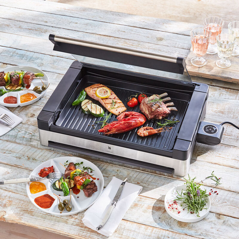 WMF-Glasdeckel-Tischgrill: Verhindert Fettspritzer, reduziert Ger�che, erzielt supersaftige Grillergebnisse Bild 5