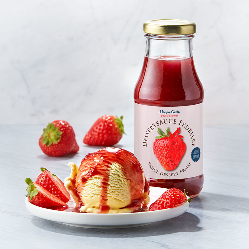 Dessert-Sauce Typ Erdbeere ohne Haushaltszucker