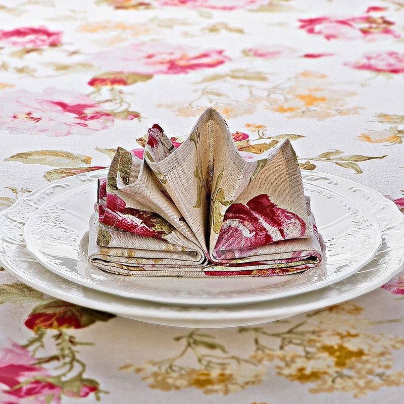 Servietten: Romantische englische Rosenmotiv-Tischw�sche