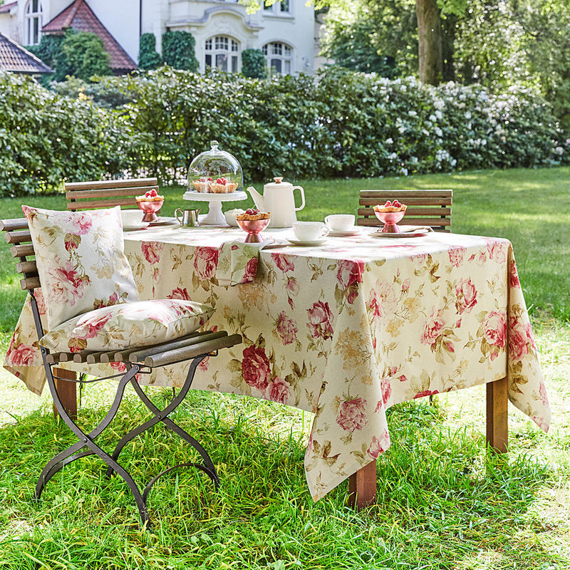 Tischdecke: Romantische englische Rosenmotiv-Tischw�sche