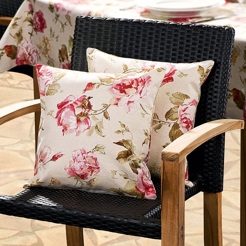 Kissenh�lle: Romantische englische Rosenmotiv-Tischw�sche