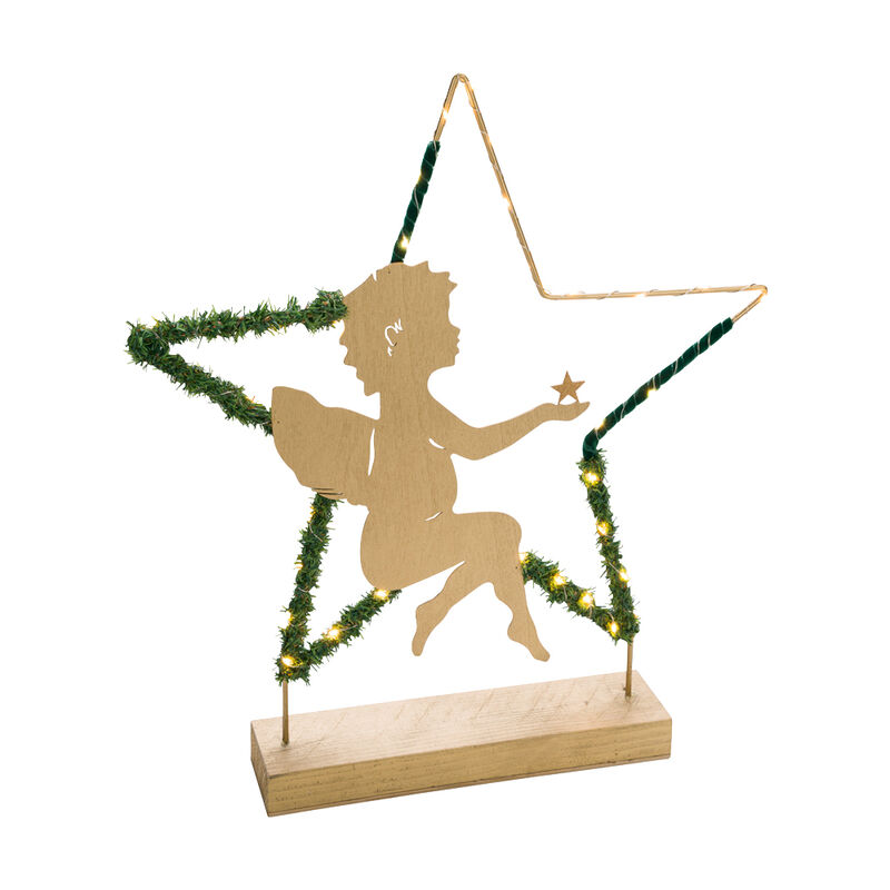 Stehender Leuchtstern mit Gold-Engel Bild 2