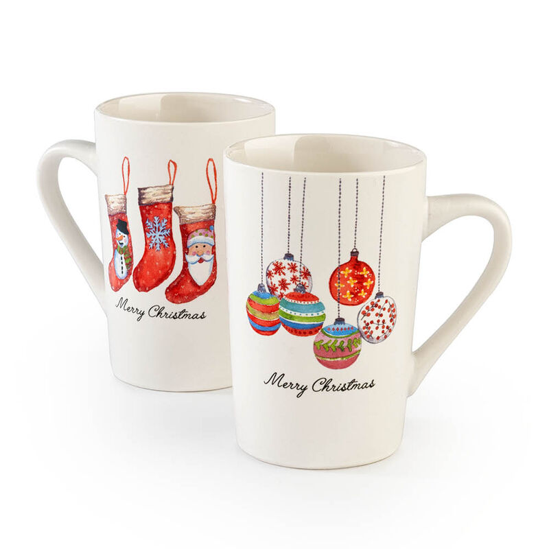 Porzellanbecher-Set mit Weihnachtsmotiven