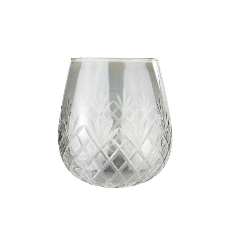 Ambient Glas-Windlicht mit Rauten-Gravur