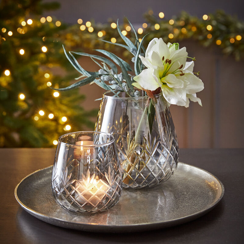 Ambient Glas-Windlicht mit Rauten-Gravur Bild 2
