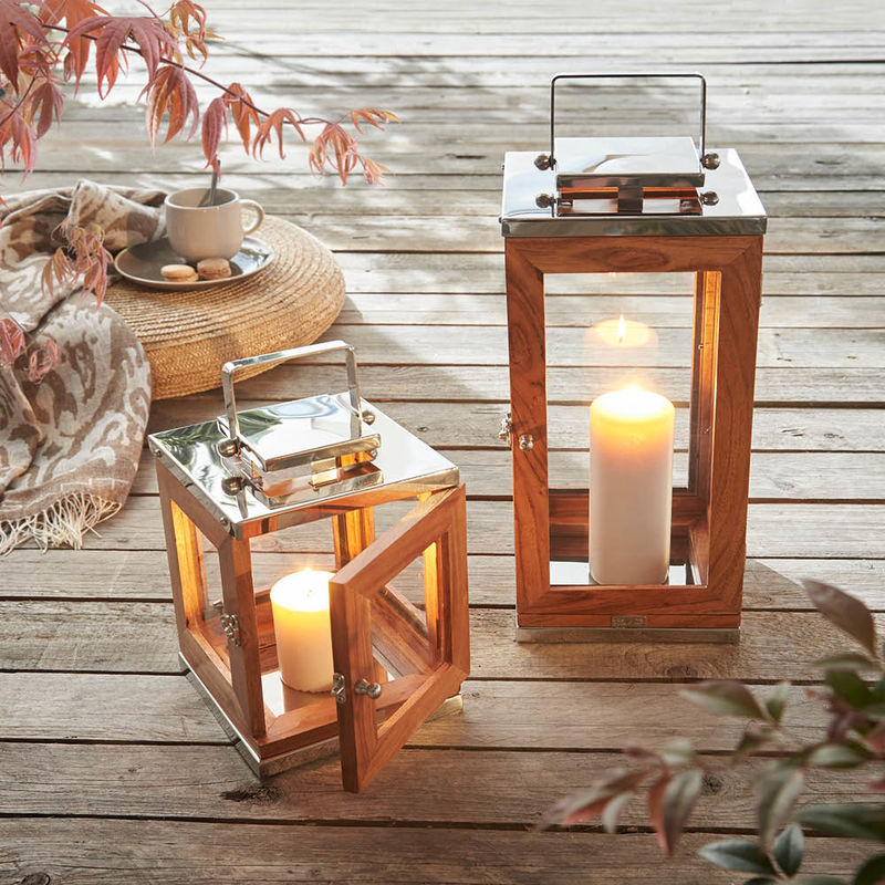 Stilvolle Holz-Laterne f�r drinnen und drau�en