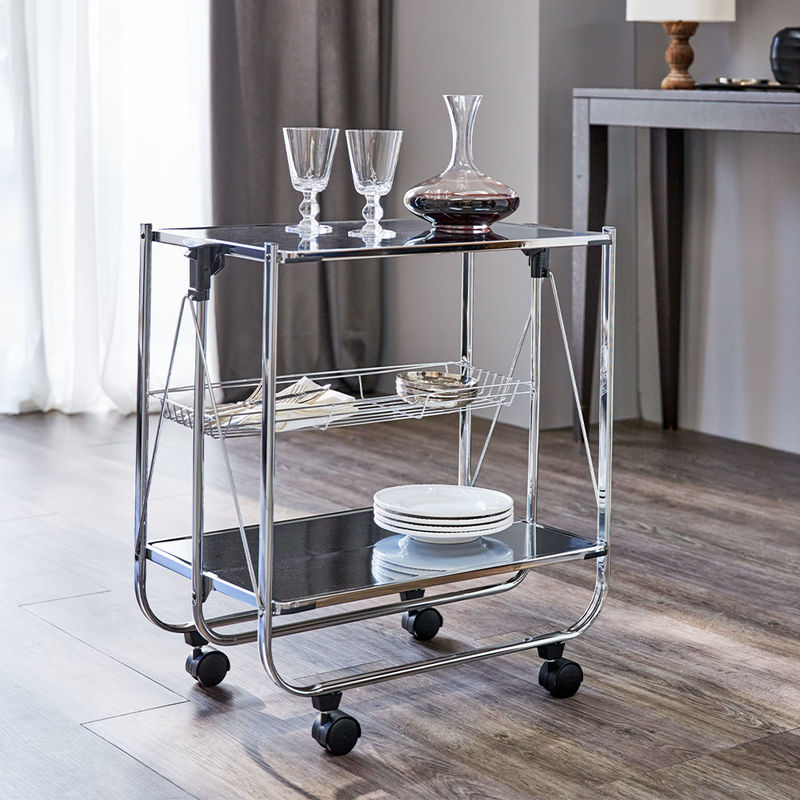 Stahl-verchromter Designer Servierwagen