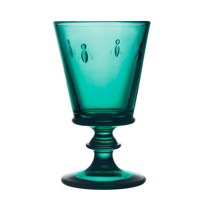 Beliebte t�rkisfarbene Wei�wein-Gl�ser mit dem Wappentier Napoleons