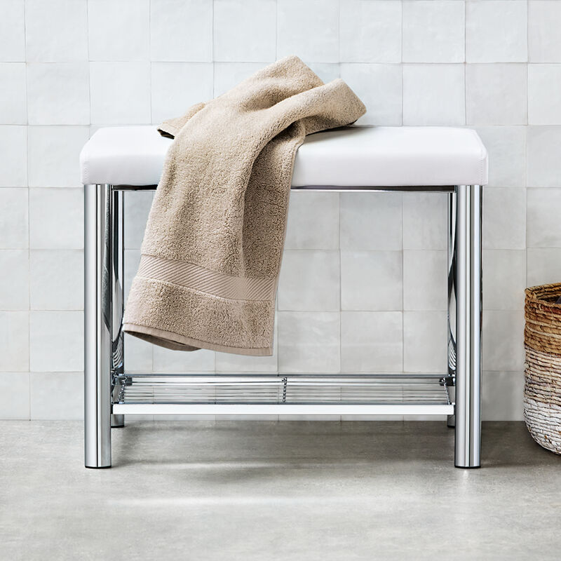 Badezimmer-Bank: Designer-Badm�bel im raffinierten Materialmix