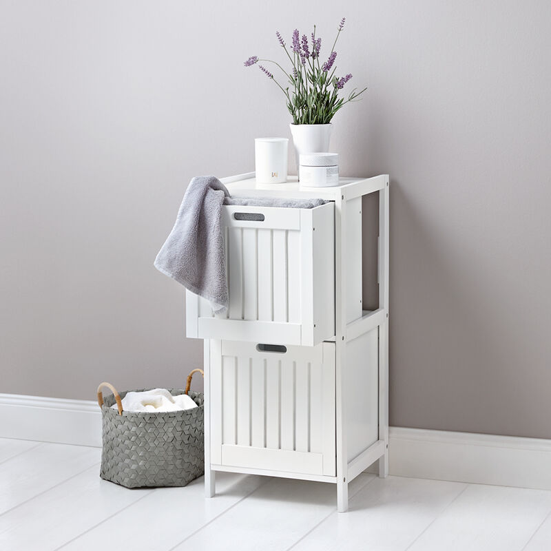 Schrank mit 2 Schubladen: Stilvolle M�belserie im nordischen Landhausstil