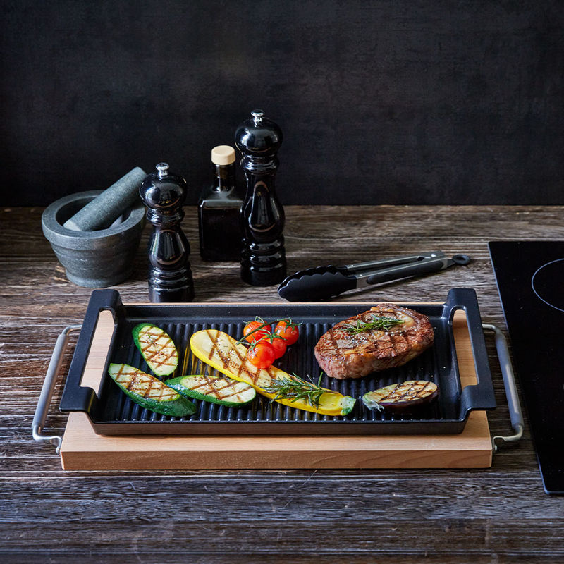 Gro�z�gige Gusseisen Grillplatte mit superthermischen Eigenschaften zeichnet wunderbare Grillmuster Bild 2