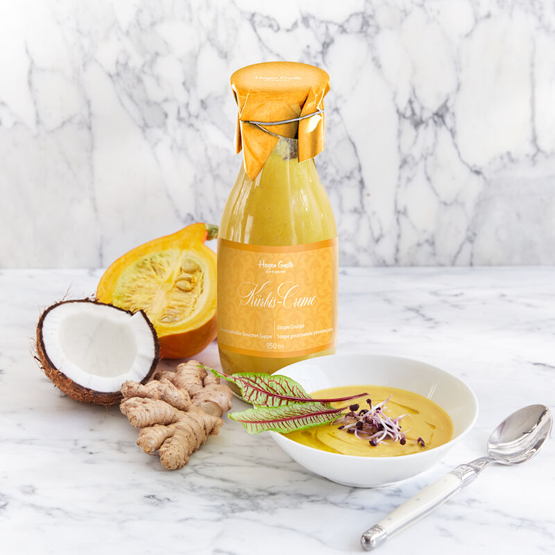 Hocharomatische K�rbis-Cremesuppe mit sonnengereiftem Gem�se