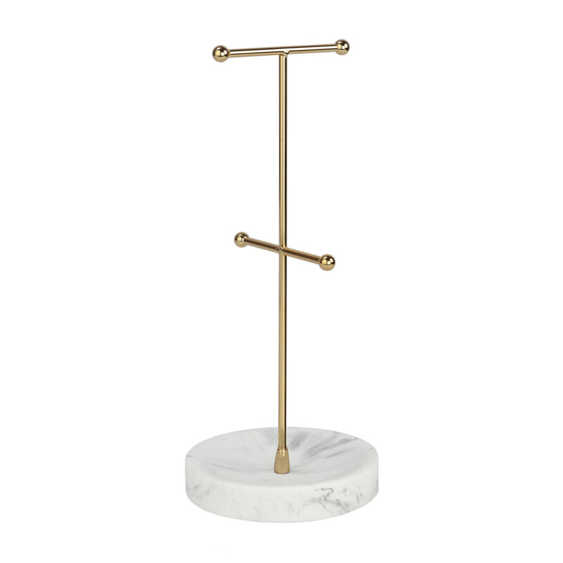 Praktischer Schmuck-Organizer in trendiger Marmoroptik mit Golddetails