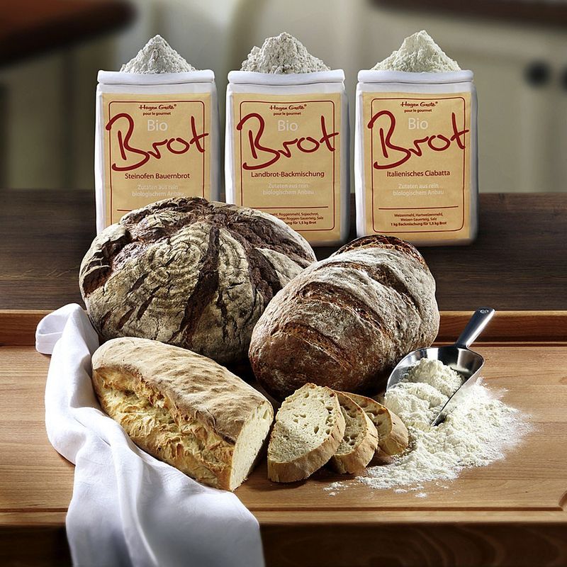 Drei Sorten Bio-Brotbackmischung von Hagen Grote