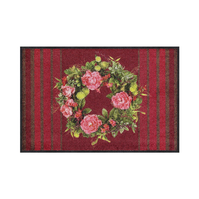 Motiv Blumenkranz: Kr�uselvelours-Fu�-und Sauberlaufmatten binden Schmutz, Staub und N�sse