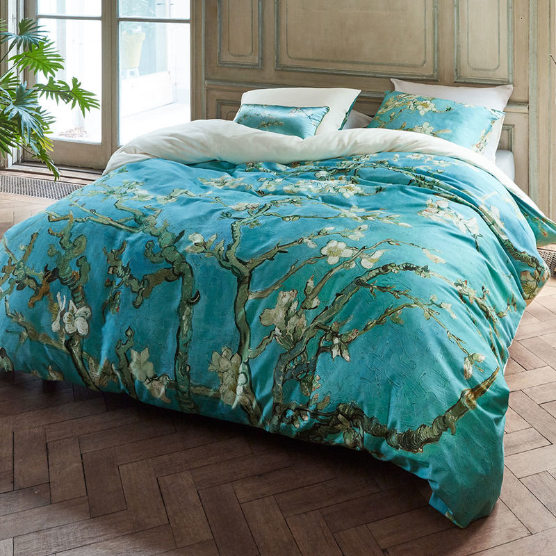 Luxuri�se Satin-Bettw�sche mit van Goghs Mandelbl�te
