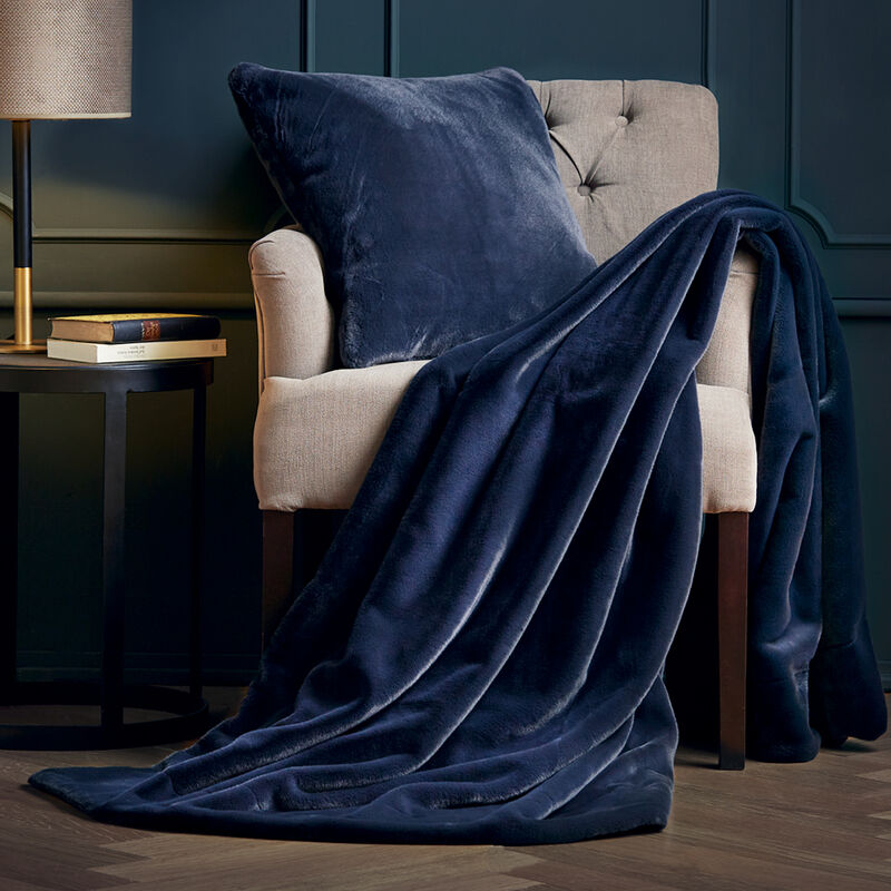 Superweiches Pl�sch-Plaid in exquisitem Mitternachtsblau Bild 2