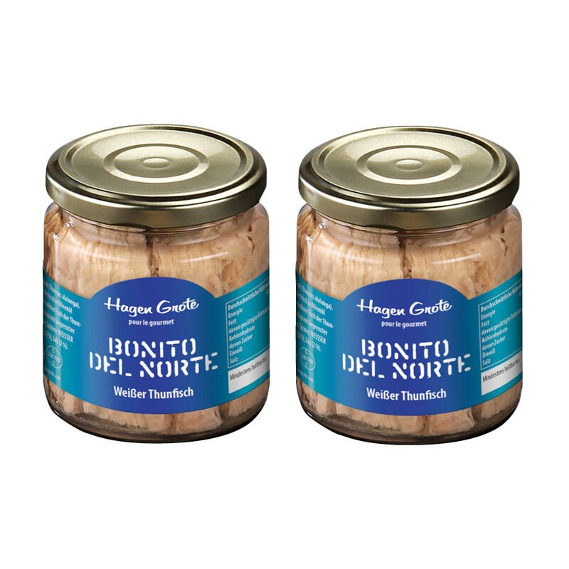 2 Gl�ser seltener wei�er Angelthunfisch