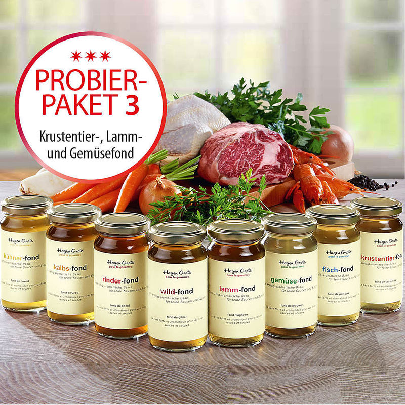 Probierpaket: Krustentier-, Lamm- und Gem�sefond