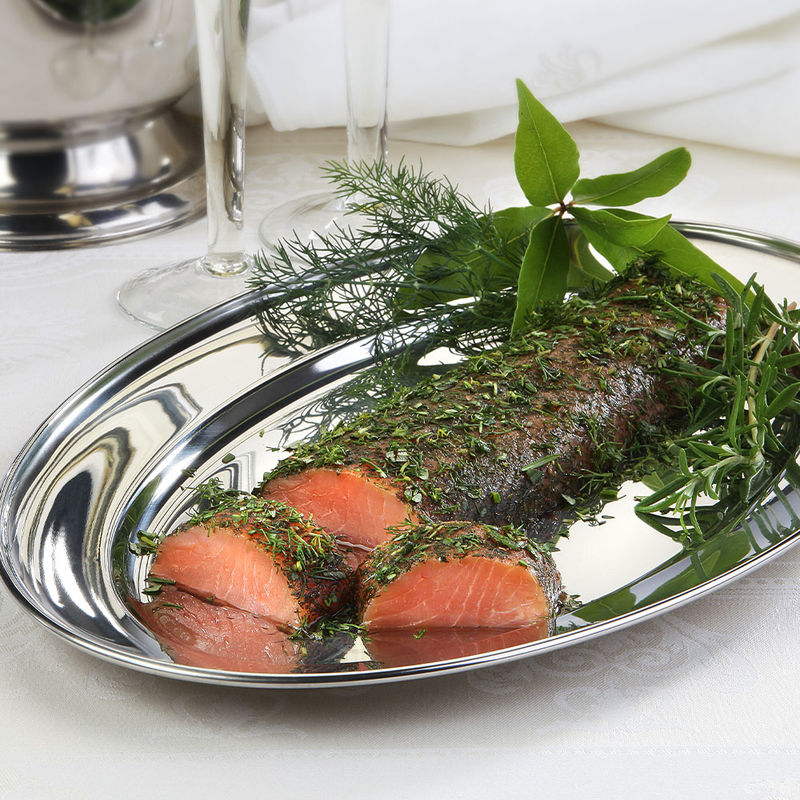 Ger�uchertes Lachs-R�ckenfilet in Gravad Lachs Kr�utermischung