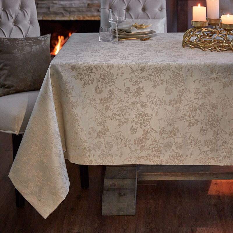 Florale Jacquard-Tischdecke mit Fleckschutz