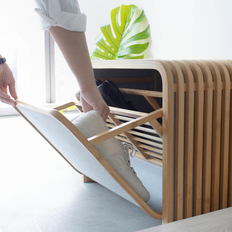 Designer-Sitzbank mit Schuhschrank schafft nachhaltig Ordnung und Platz Bild 4
