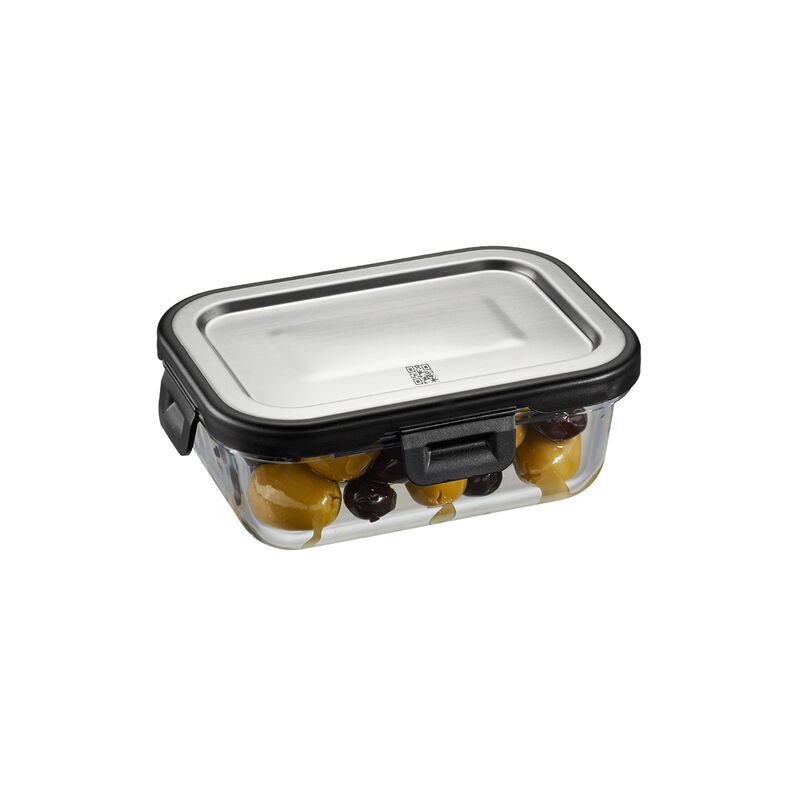 Lebensmittel hygienisch aufbewahren: Auslaufsichere Hartglas-Frischhaltedosen mit Edelstahldeckel