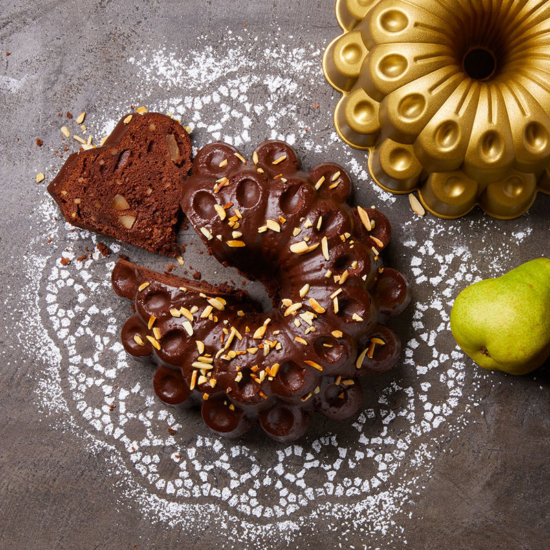   Schokoladen-Birnen-Kuchen Backform Dahlienbl�te