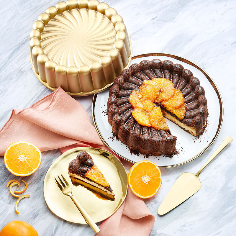 Mallorquinischer Orangen-Cheesecake mit karamellisierten Orangen und Kakaoboden