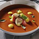Kaltes Paprika-Mango-S�ppchen mit marinierten Jakobsmuscheln
