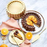Mallorquinischer Orangen-Cheesecake mit karamellisierten Orangen und Kakaoboden